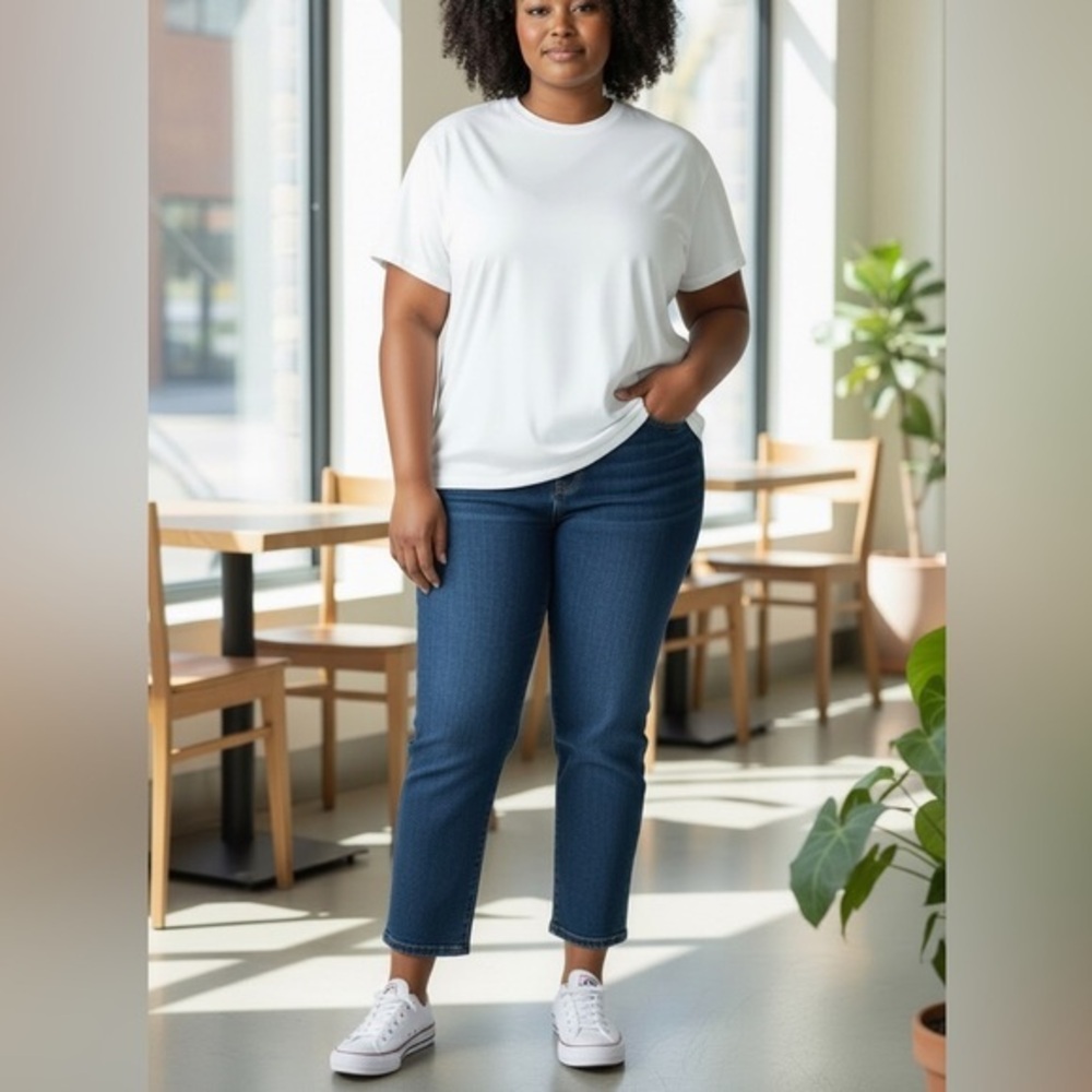 Talbot Factory Heritage  high rise med wash Denim cropped Jeans in 16W